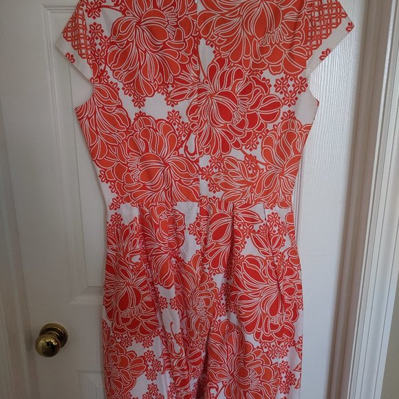R & K Bright Orange Fit and Flare Dress - Picture 5 of 8